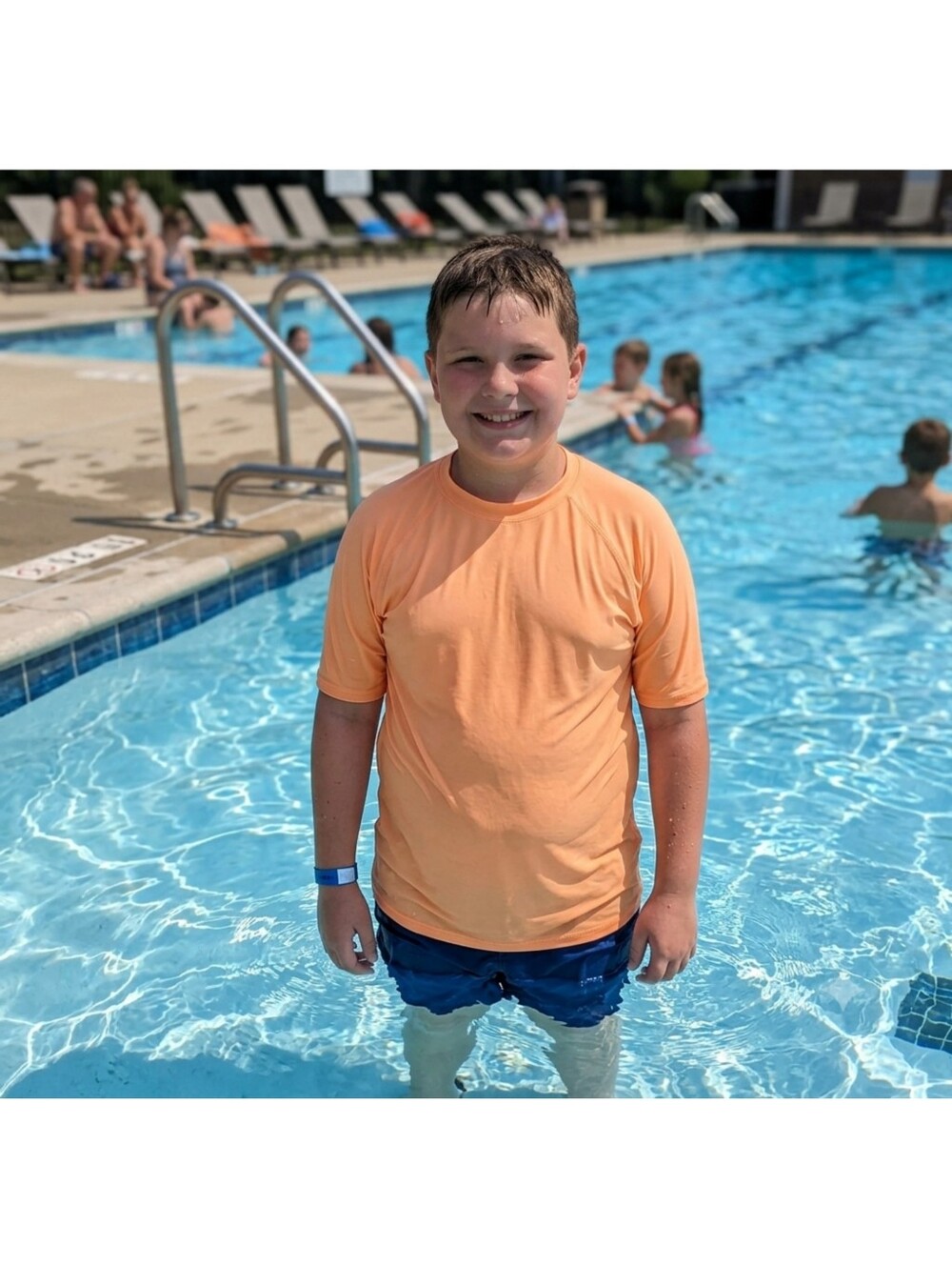 Thereabouts Boys Husky Light Orange Swim Rashguard